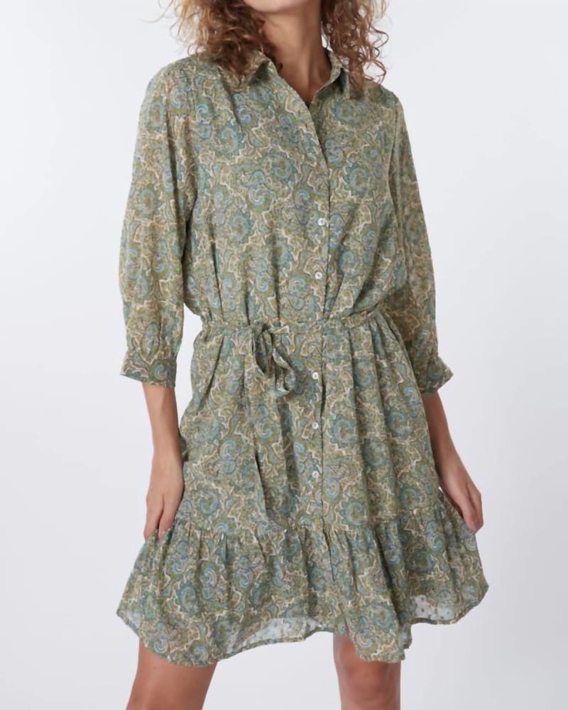 Front of a model wearing a size Size 10 Hideaway Print Dress In Hideaway Print in Hideaway Print by ESQUALO. | dia_product_style_image_id:342220